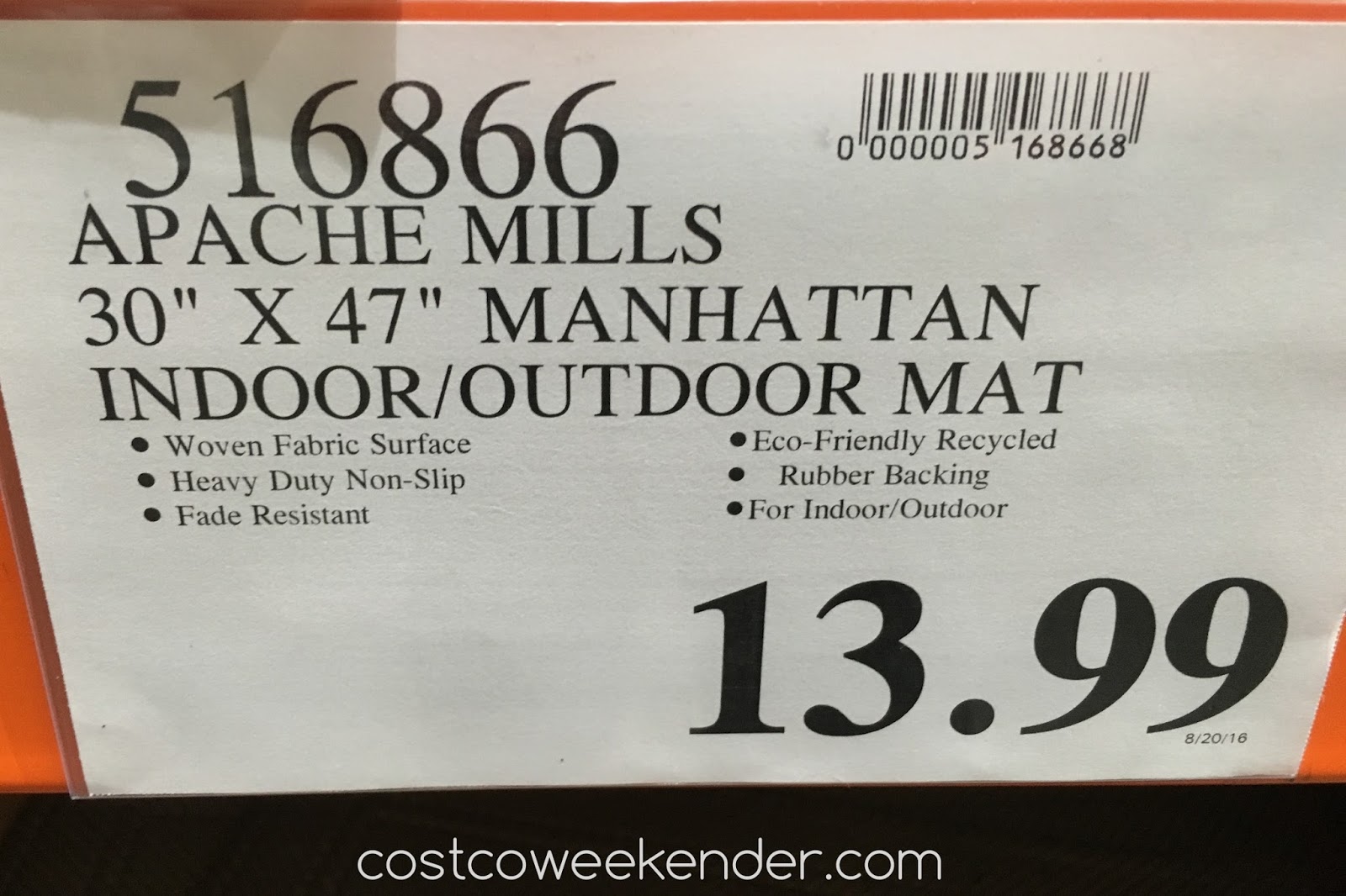 Apache Mills Manhattan Heavy Duty Entry Mat Costco Weekender