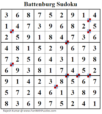 Battenburg Sudoku (Fun With Sudoku #236) Puzzle Answer