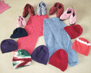 slippers, scarves, hats