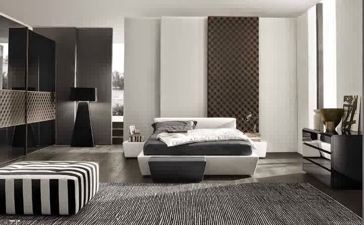 غرف نوم باللون البني والذهبي