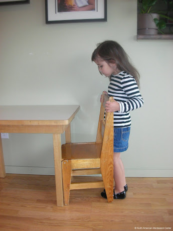 NAMC Montessori classroom furniture explained preschool elementary pushing in chair