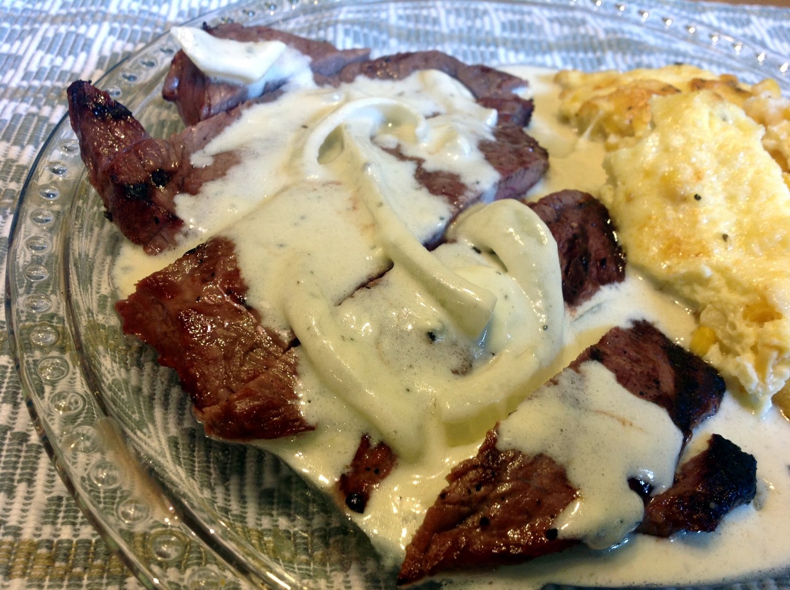 the dog mom steaks with blue cheese sauce