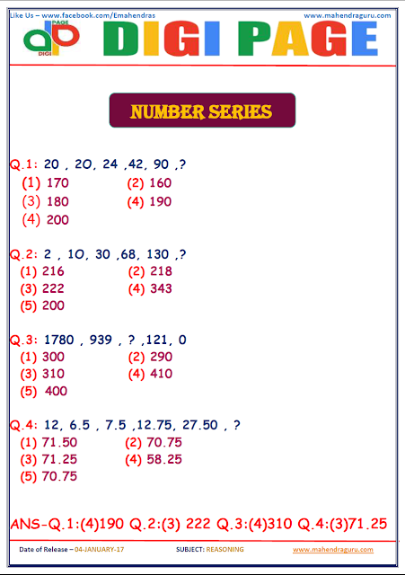 DP | NUMBER SERIES | 4- JAN - 17 DP | NUMBER SERIES | 4- JAN - 17