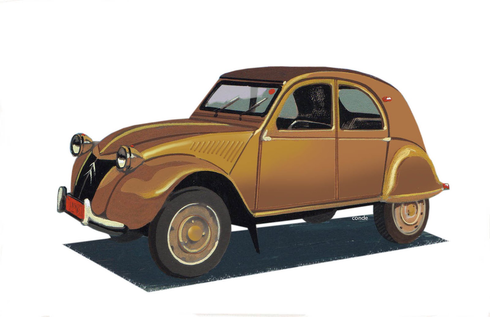 Artwork - Citroën - 2 CV en porcelaine 30 cm de long - 1950
