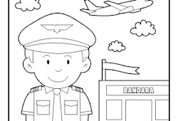 Kumpulan Gambar Untuk Belajar Mewarnai Mewarnai Gambar Pilot Dan Pesawat