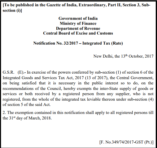 EXEMPTION ON GOODS AND SERVICE FROM INTERSTATE UNREGISTERED DEALER S