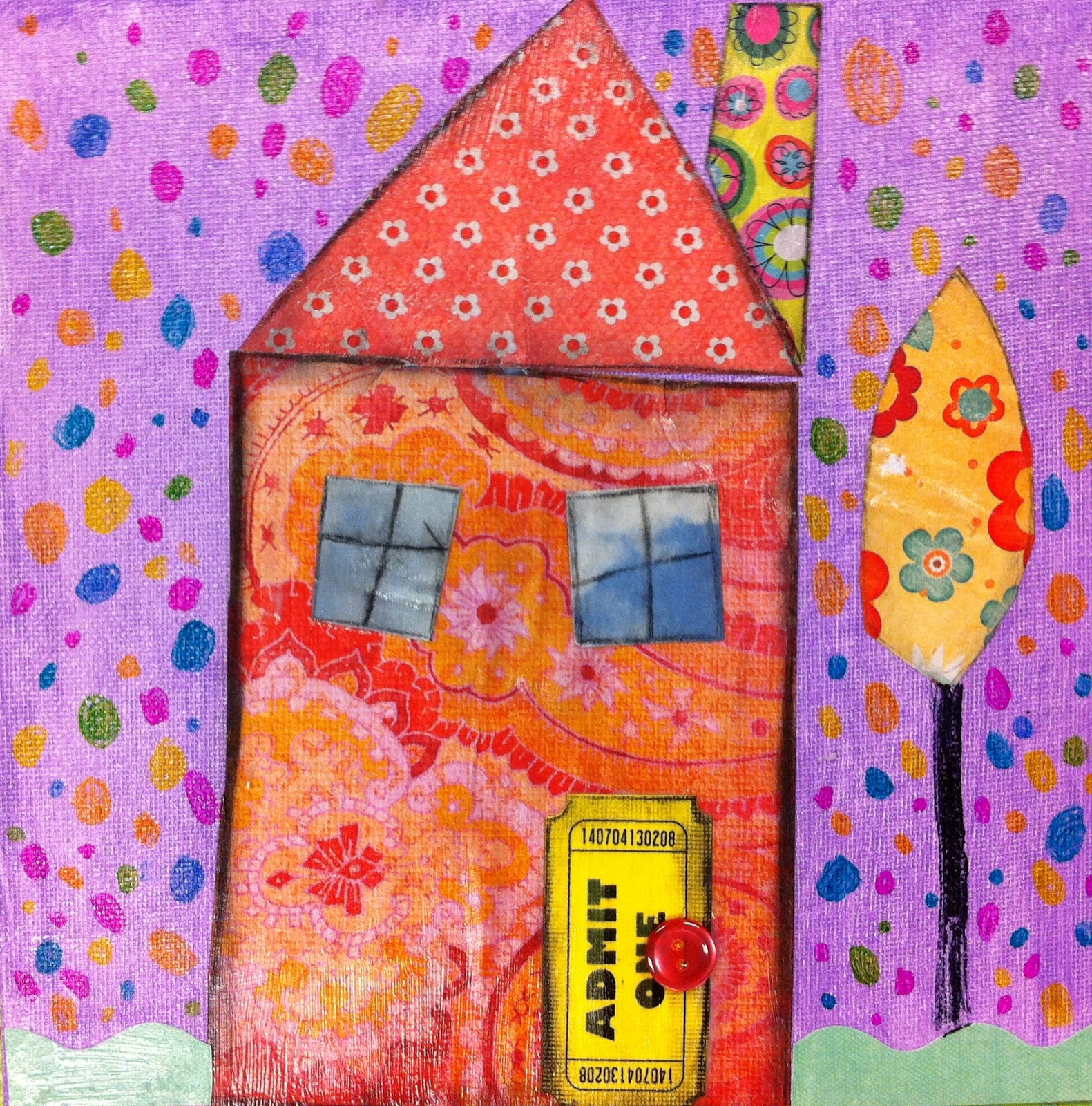 Angela Anderson Art Blog Cute Houses Mixed Media Project Kid's Art Class
