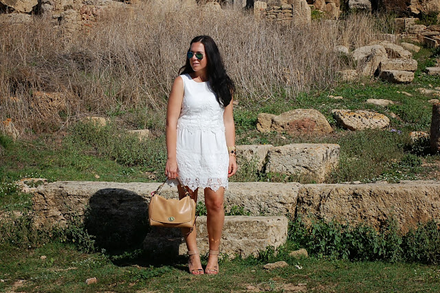 Forever 21 lace dress, Selinunte Italy, Sicily, Coach, Sam Edelman Serena