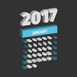 Clipart Image of a 3D January 2017 Calendar Page