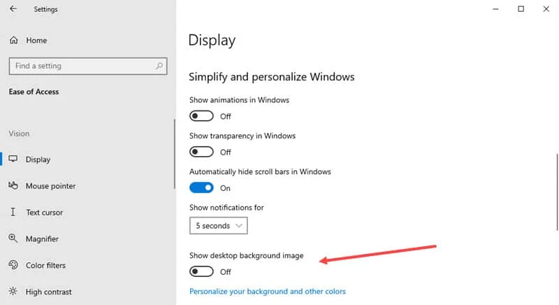 How to turn on desktop background on Windows 10