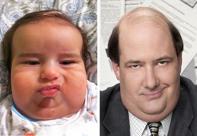11 Funny Pictures Of Babies Who Resemble Popular Celebrities - And this toddler looks suspiciously like Kevin from The Office.