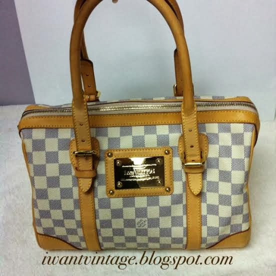 I Want Vintage | Vintage Designer Handbags: Louis Vuitton N52000 Damier Azur Berkeley Top Handle Bag