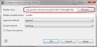 Eclipse generate toString() with custom builder