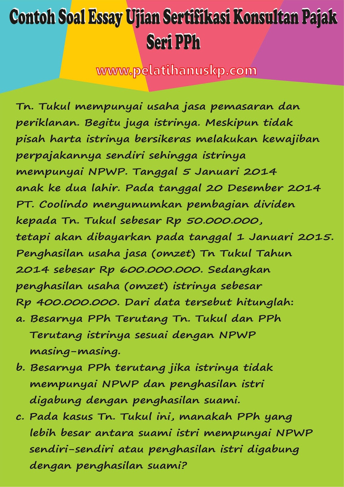 Soal Latihan Pajak Pph Pelatihan Uskp Review