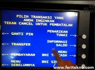 cara cek saldo bni lewat mesin atm 2