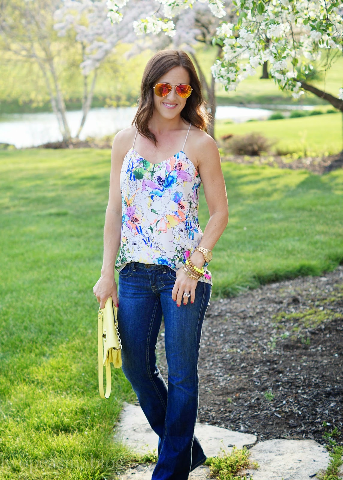 Two Peas in a Blog: Neon cami and flare jeans
