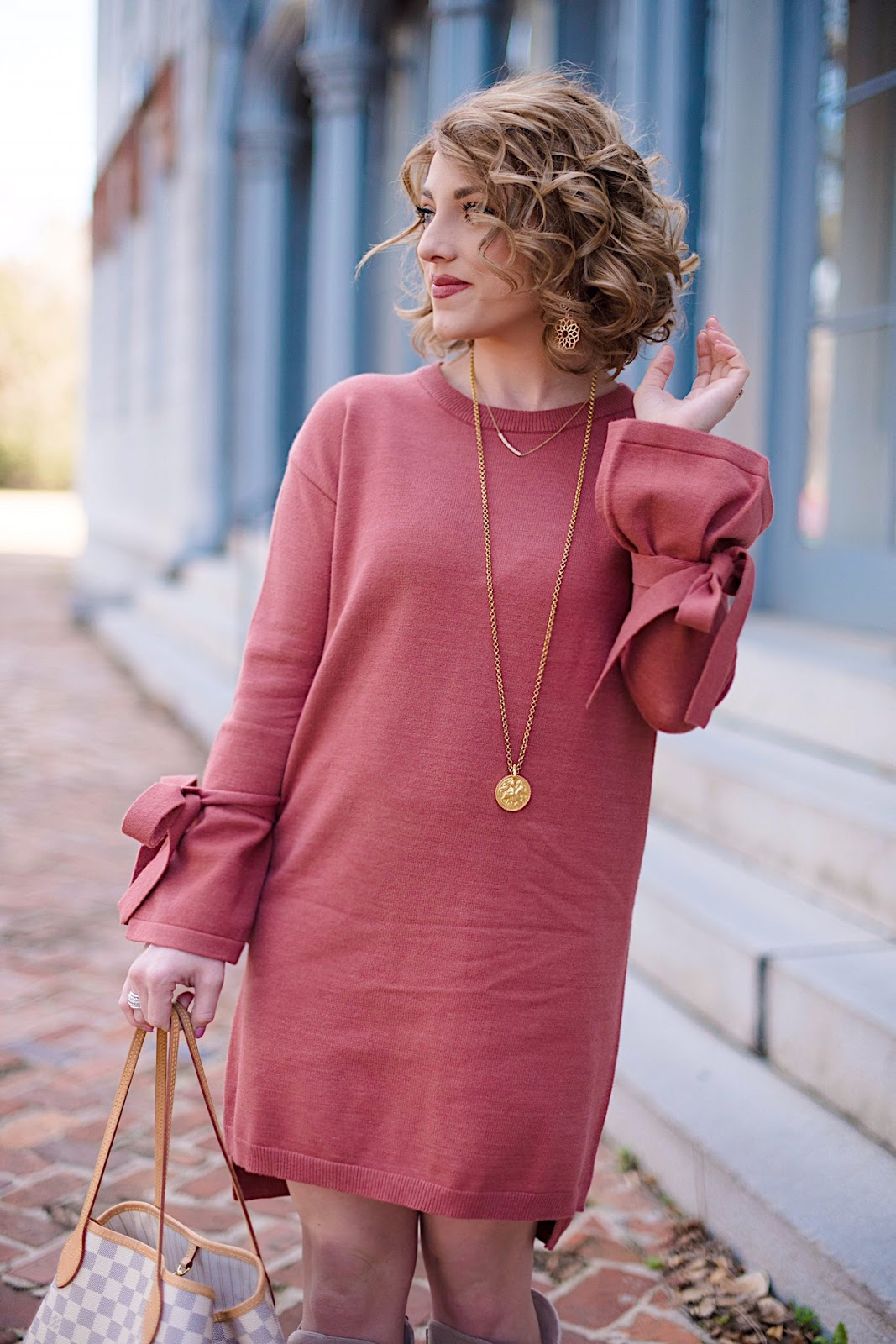 Tied Sleeve Sweater Dress - Something Delightful Blog