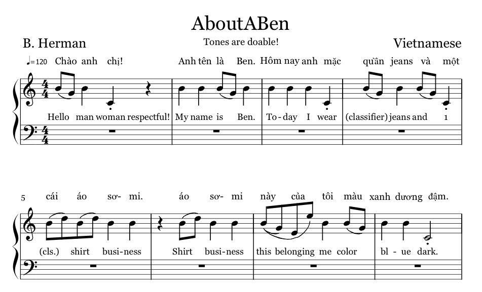 A Ben Abroad The Musicality of Vietnamese Tones