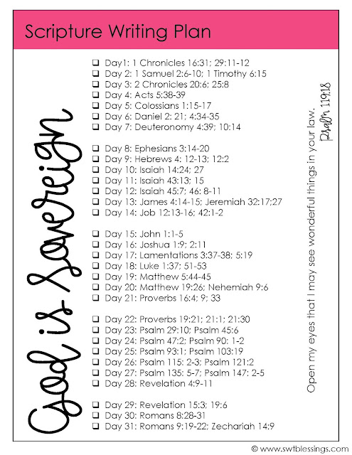Sweet Blessings: June Scripture Writing Plan: God is SOVEREIGN
