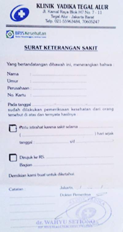 Contoh Surat Keterangan Dokter Untuk Sakit  Delinewstv