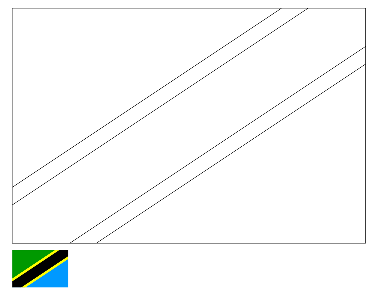 Coloring Page | Flag of Tanzania | Drawing | Outline Vectors | Free