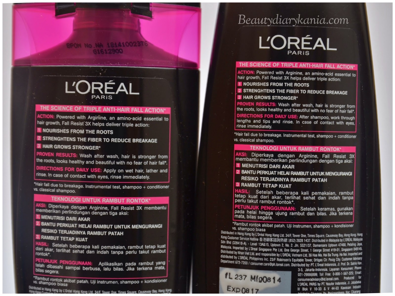 Beauty Diary Kania: Review: Loreal Paris Hair Fall 3X Shampoo & Conditioner