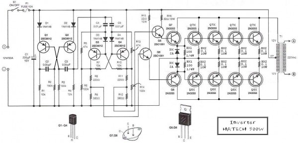 Simple 500W Inverter 12 Volt to 220 Volt Circuit Diagram | CIRCUIT