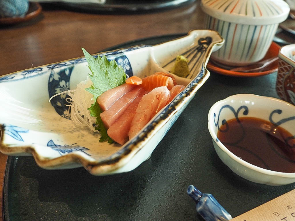 Sashimi in the yorokobi kaiseki menu at Tsuru