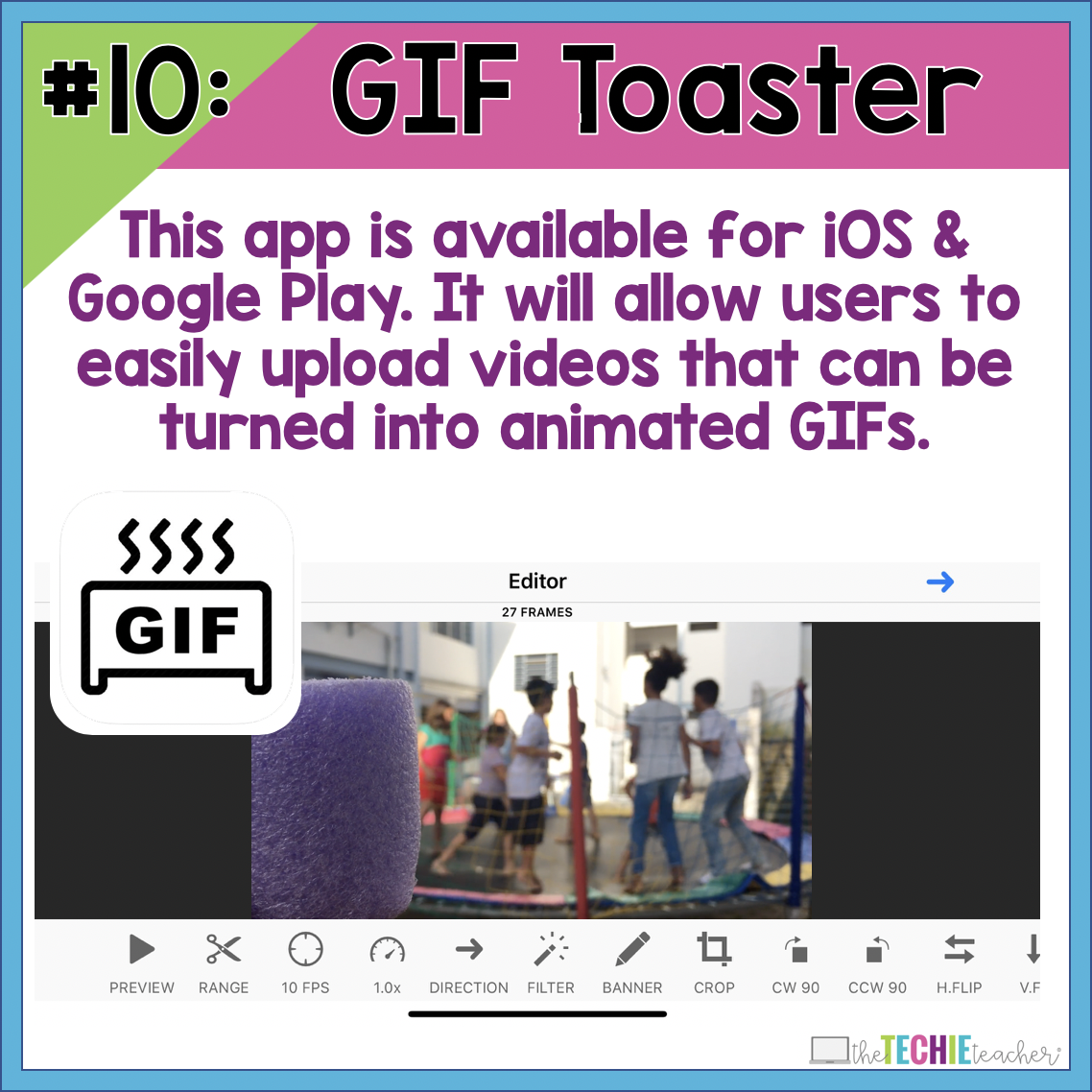 My Favorite 10 Apps & Websites for Creating Animated GIFs for the Classroom. Teachers and students can create animations, videos, images and more that can be turned into animated GIFs for their class projects.