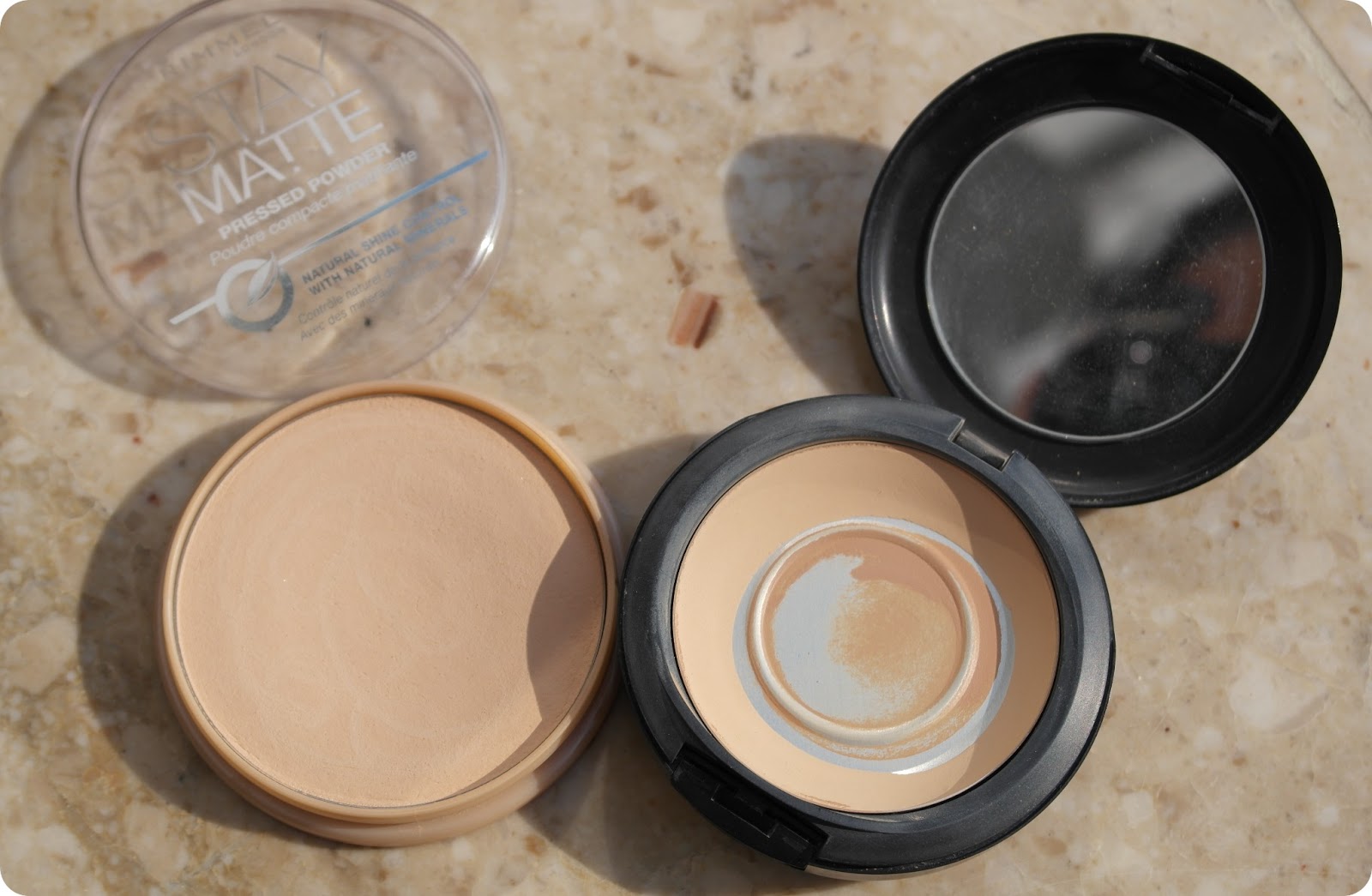 Rimmel Stay Matte Pressed Powder and MAC Studio Fix Powder Plus Foundation dupe, review and comparison 
