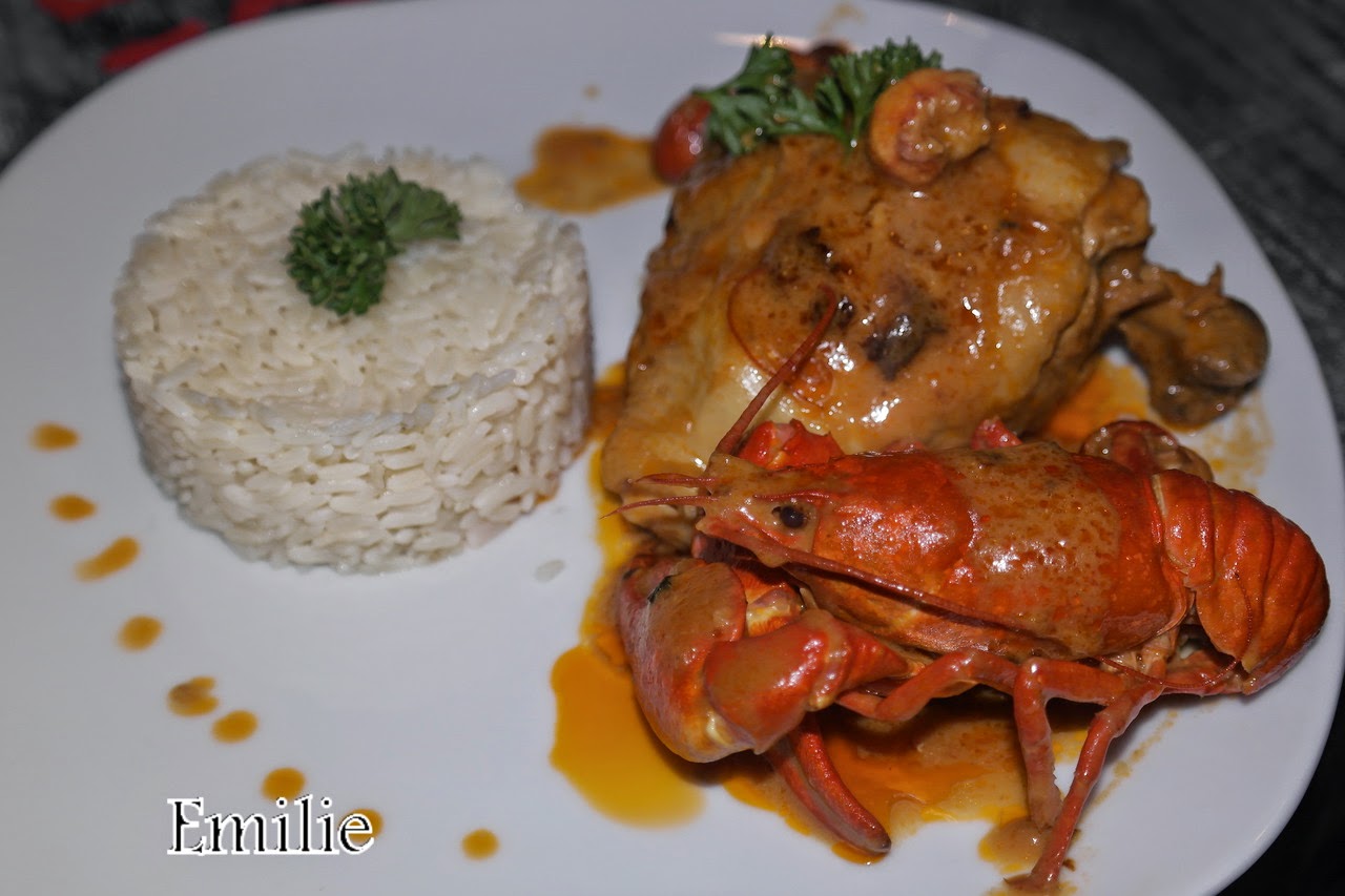 Trois,deux,un je cuisine Poulet aux écrevisses à l'armoricaine