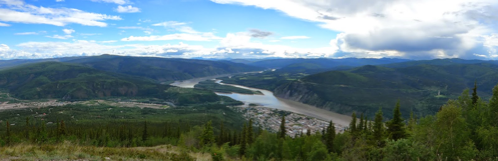 View of Dawson City and the Yukon River.