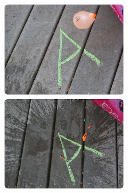 preschool alphabet activity using water 