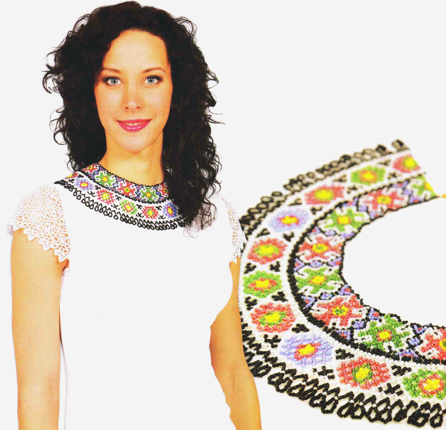 Necklace made of beads "Ukrainian motifs" pattern