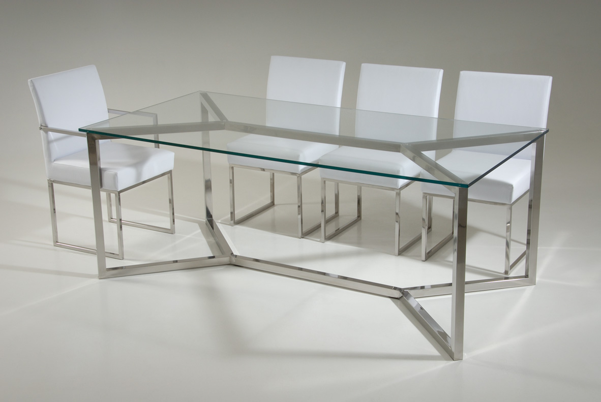 Design Inox Mesa em aço inox e vidro