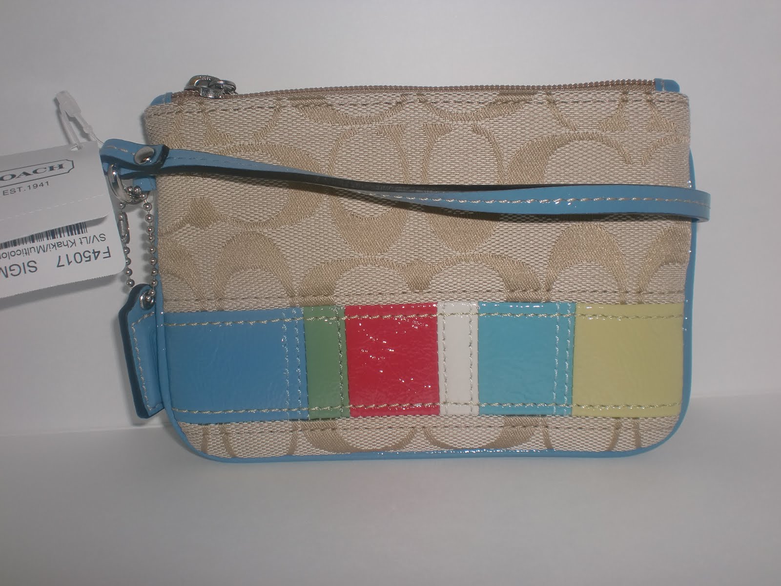 lovetobitz coach signature rainbow wristlet