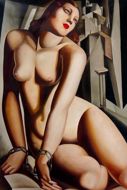 Dipinto di Tamara De Lempicka donna nuda incatenata, Andromeda