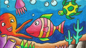 Lukisan Pemandangan Alam Menggunakan Krayon