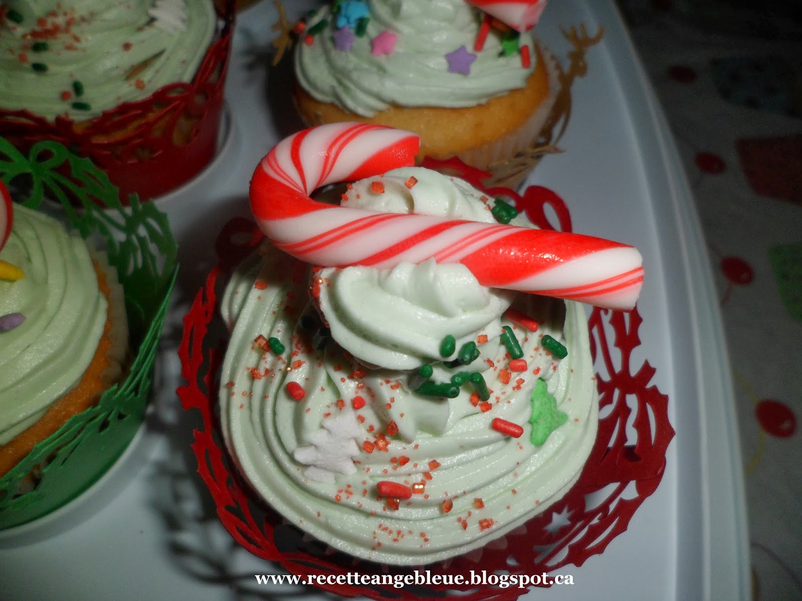 Recettes AngeBleue cupcake canne de noël
