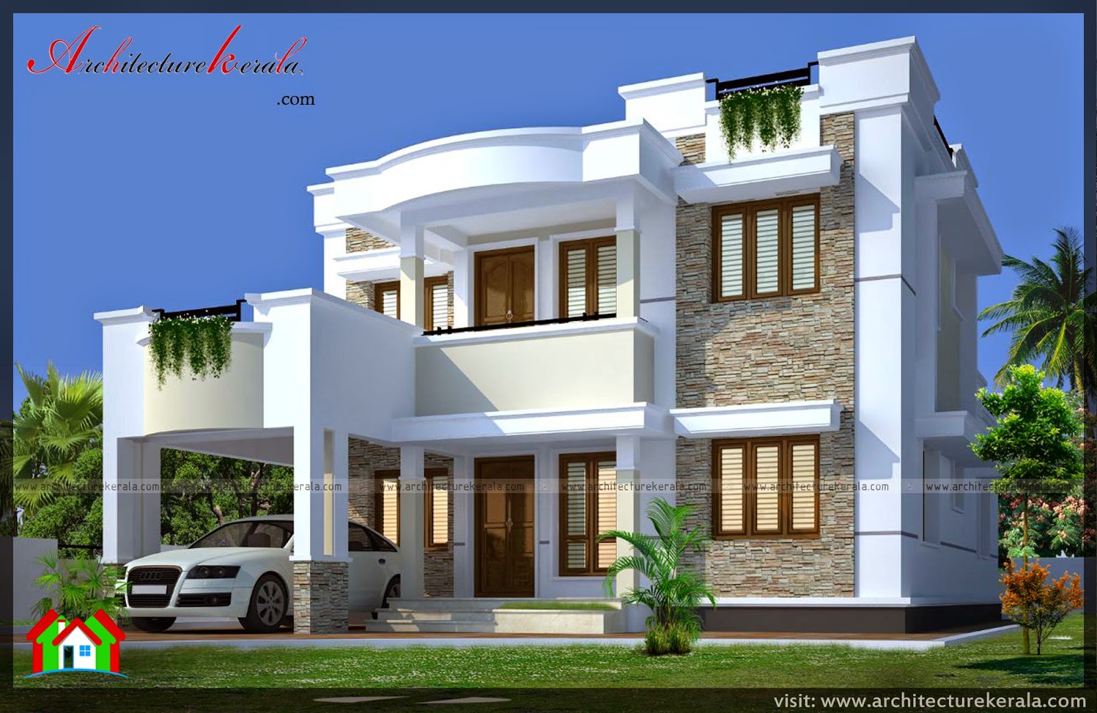 CONTEMPORARY ELEVATION  AND HOUSE  PLAN  ARCHITECTURE KERALA 