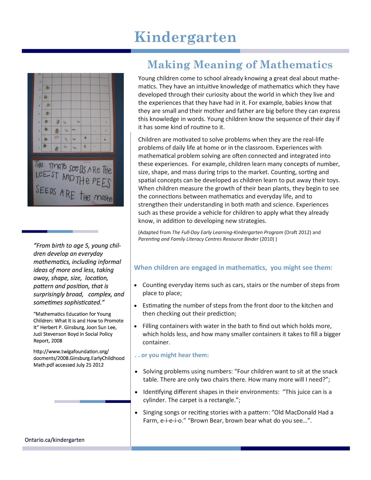 kindergarten go math 2012