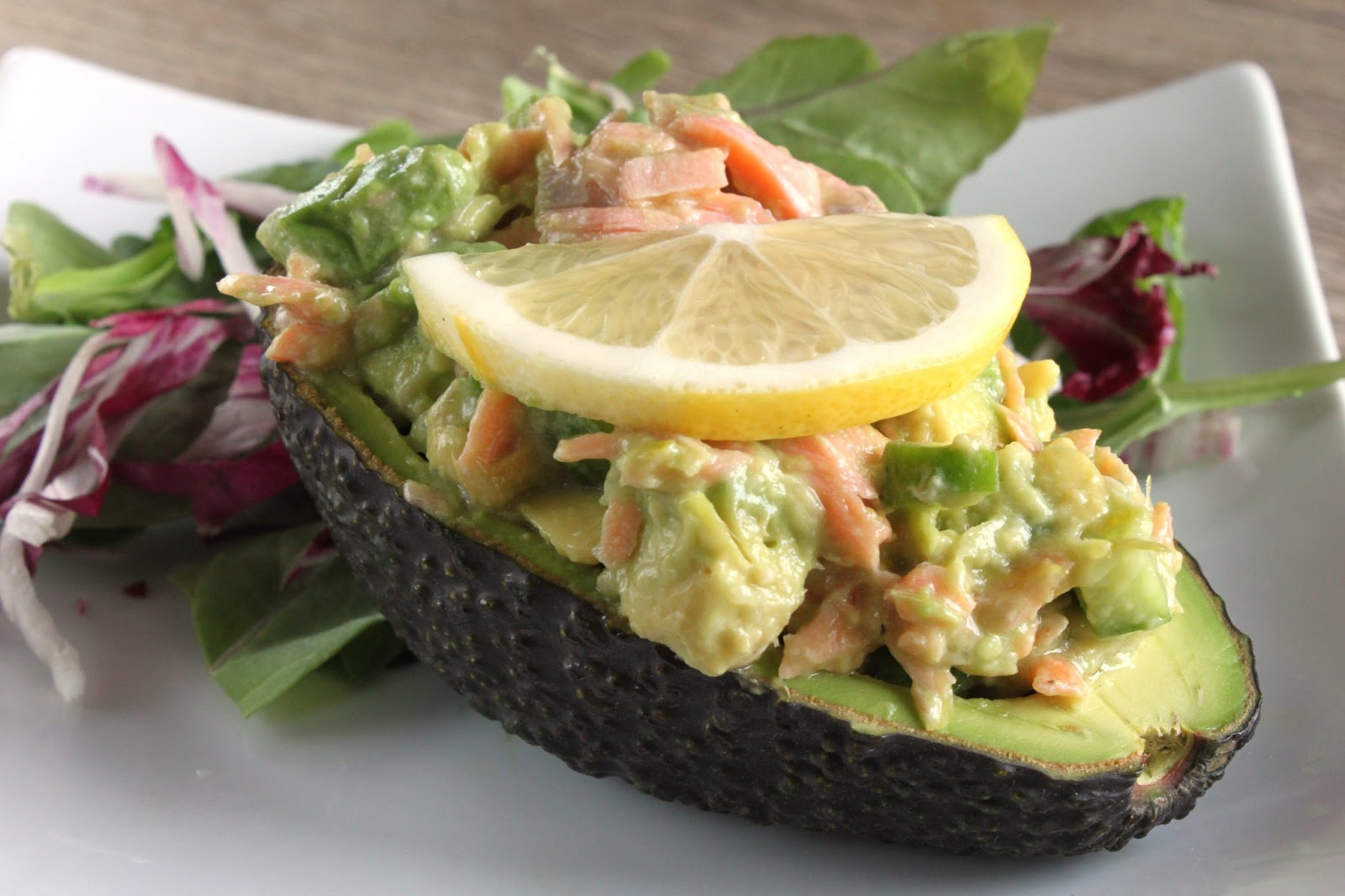 Salmon salad with avocado for Cinco de Mayo