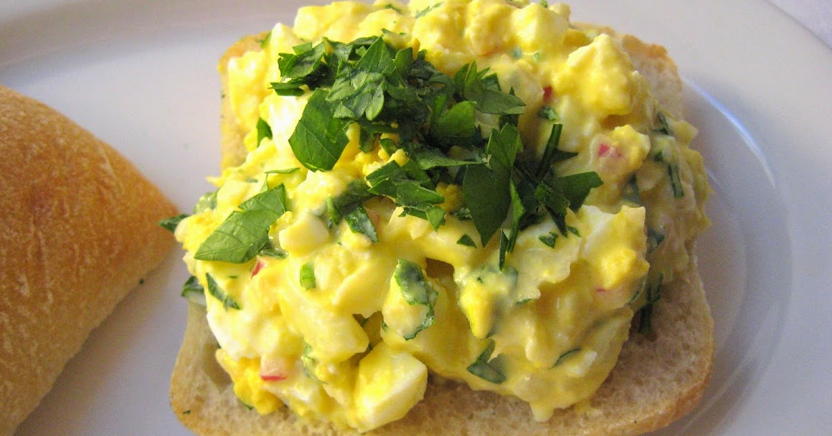 she's in the kitchen egg salad sandwiches with celery, parsley and