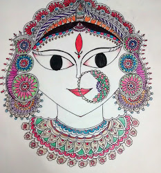 durga maa painting madhubani welcoming paintings watercolors landscape