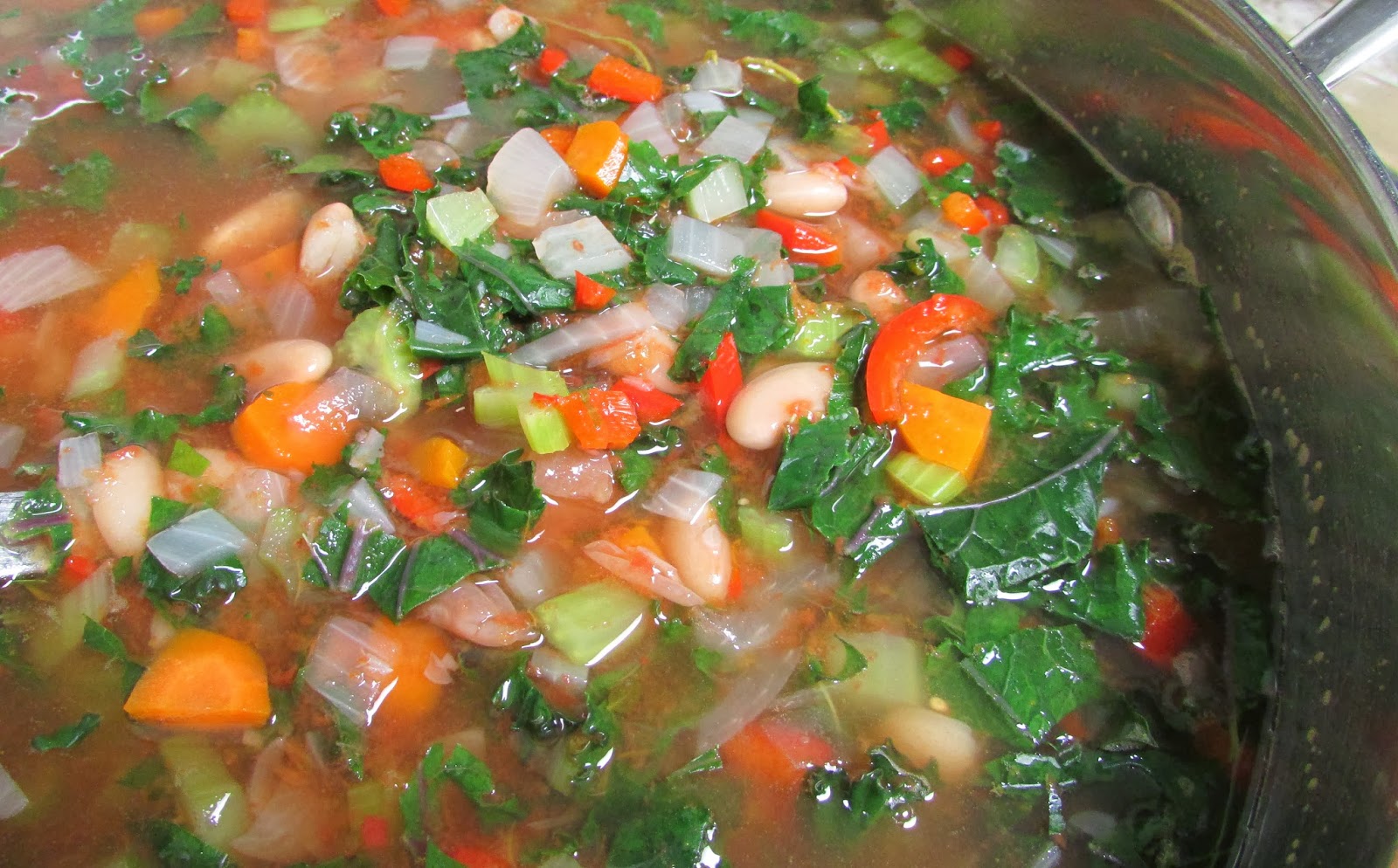 A Table For Rue, Please Peruano Bean, Red Kale and Tomato Soup with