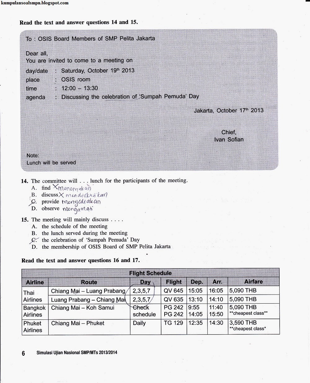 Simulasi UN Bahasa Inggris SMP 2013/2014 Kumpulan Soal dan Prediksi Simulasi UN Bahasa Inggris SMP 2013/2014 Kumpulan Soal dan Prediksi