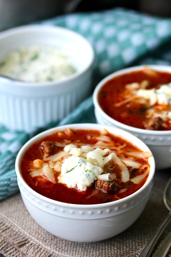 Slow Cooker Lasagna Soup | Karen's Kitchen Stories