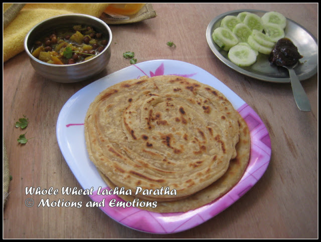 Whole Wheat Lachha Paratha / Multilayered Indian Flat Bread