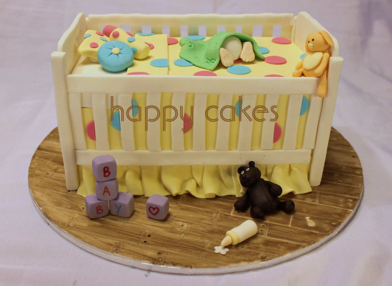 Happy Cakes Baby Cot Cake