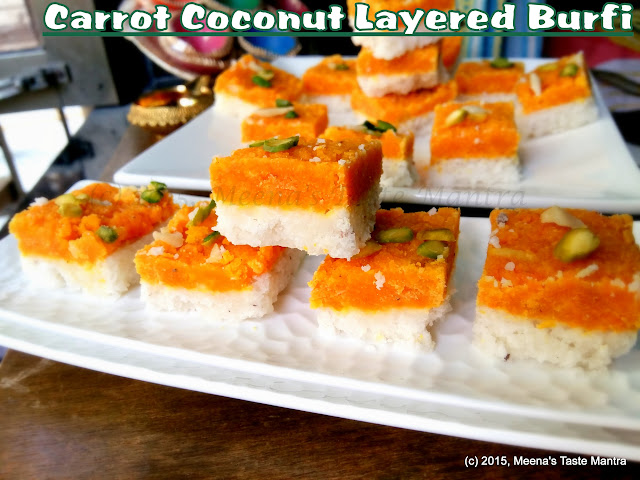 Carrot Coconut Layered Burfi
